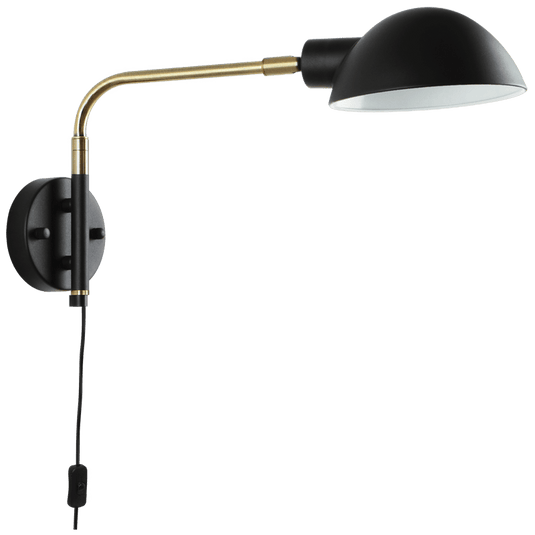 Plug in Wall Light - Black & Antique Brass