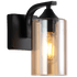 WB709/1 black metal wall light with amber glass shade