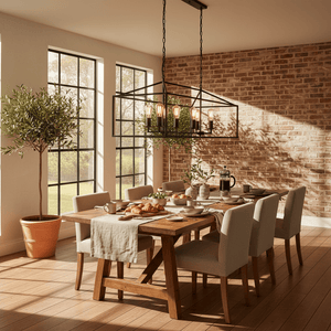 Delport 8 Light Rectangular Ranch Iron Pendant