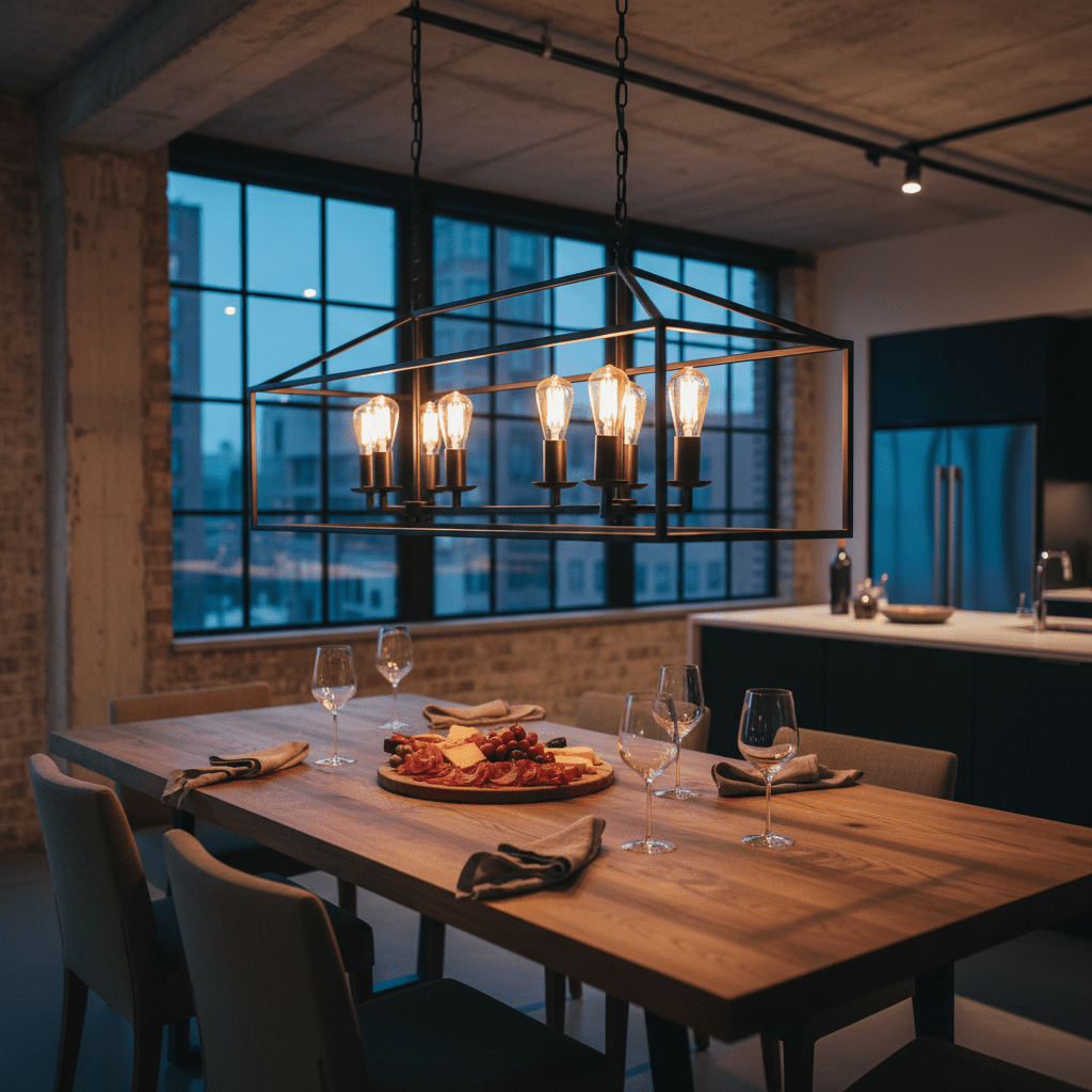 Delport 8 Light Rectangular Ranch Iron Pendant