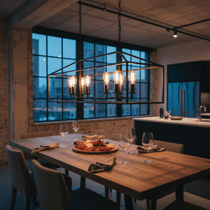 Delport 8 Light Rectangular Ranch Iron Pendant