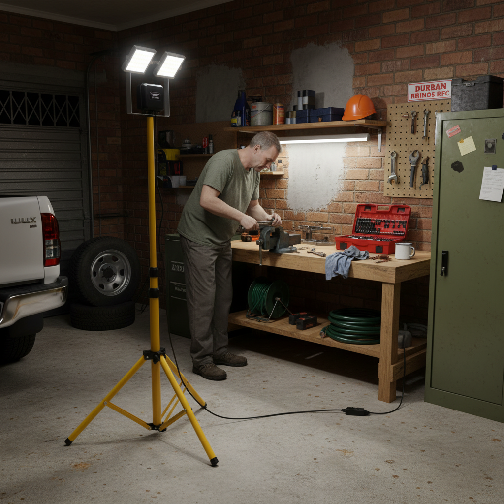 Yellow tripod stand on a white background