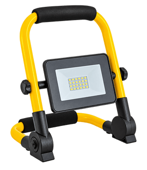 20W yellow-framed portable LED work light on a transparent background
