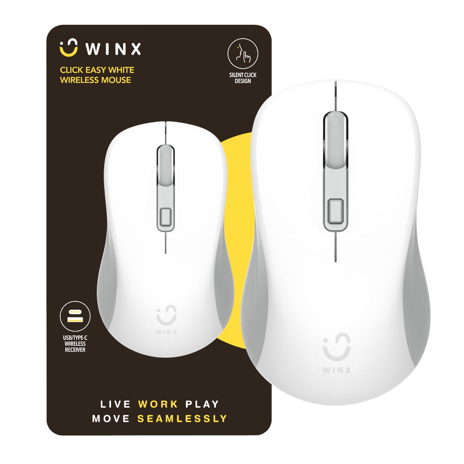 WINX CLICK Easy 1600DPI 2.4GHz Wireless Mouse - White - source product image