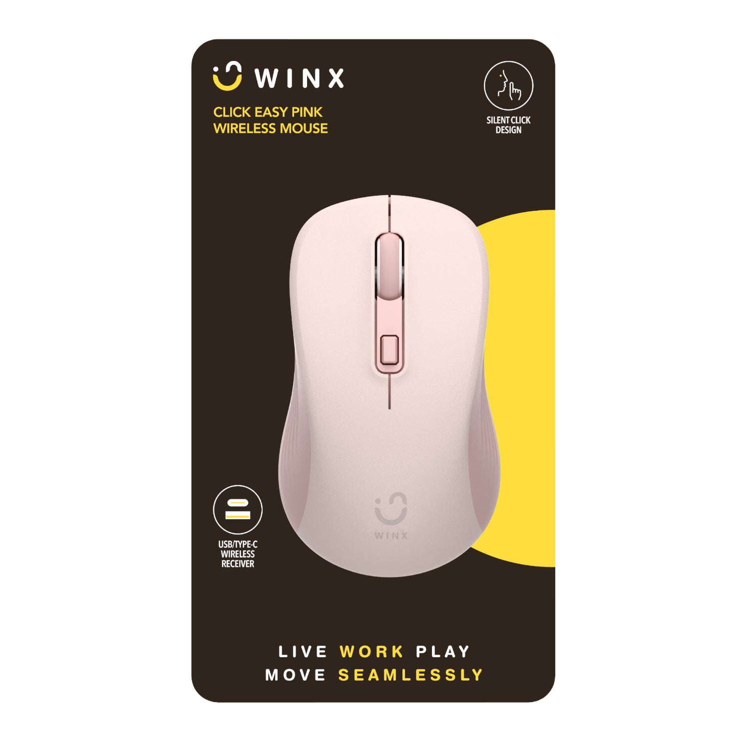 WINX CLICK Easy 1600DPI 2.4GHz Wireless Mouse - Pink - product image