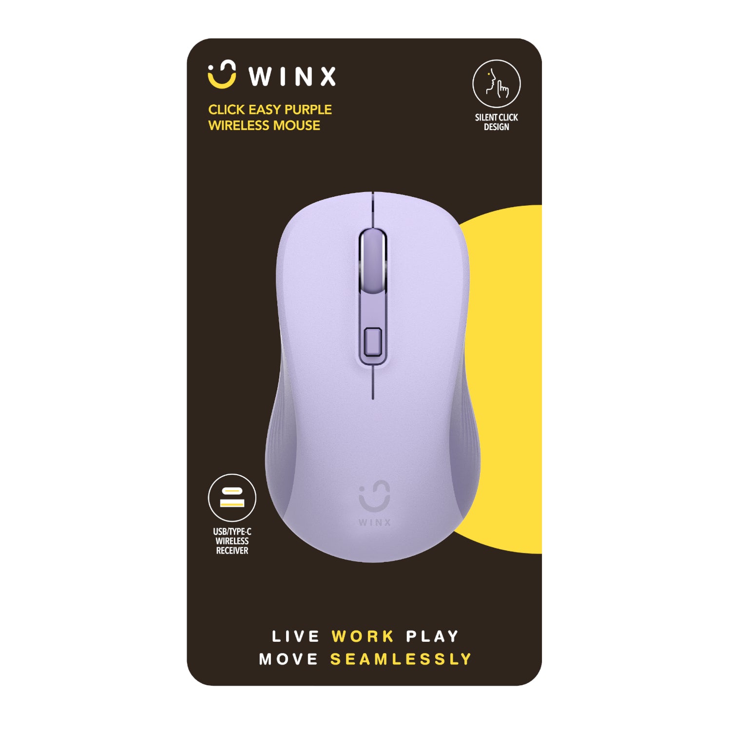 WINX CLICK Easy 1600DPI 2.4GHz Wireless Mouse - Purple - product image