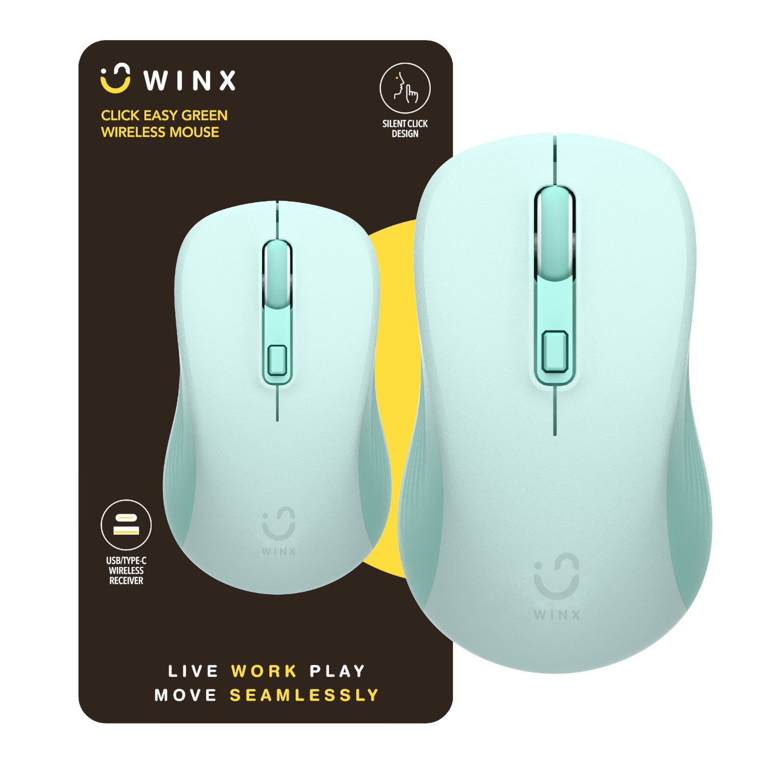 WINX CLICK Easy 1600DPI 2.4GHz Wireless Mouse - Green - product image