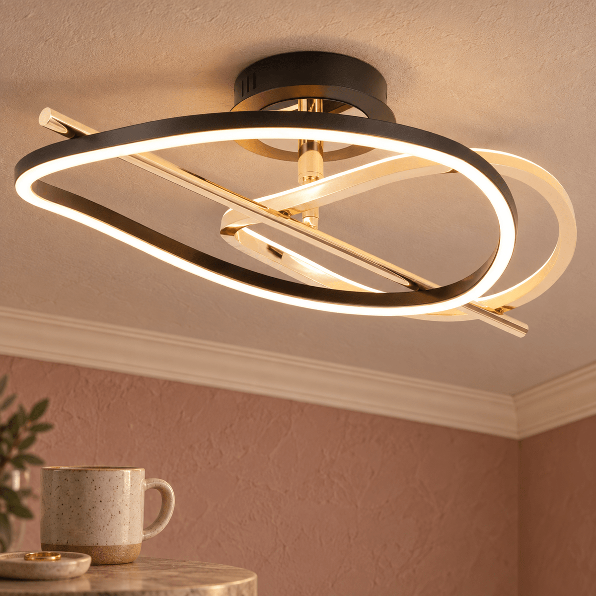 Wiley gold and black LED ceiling light in realistic interior, scene 3