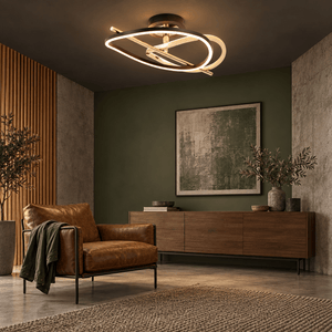 Wiley gold and black LED ceiling light in realistic interior, scene 4
