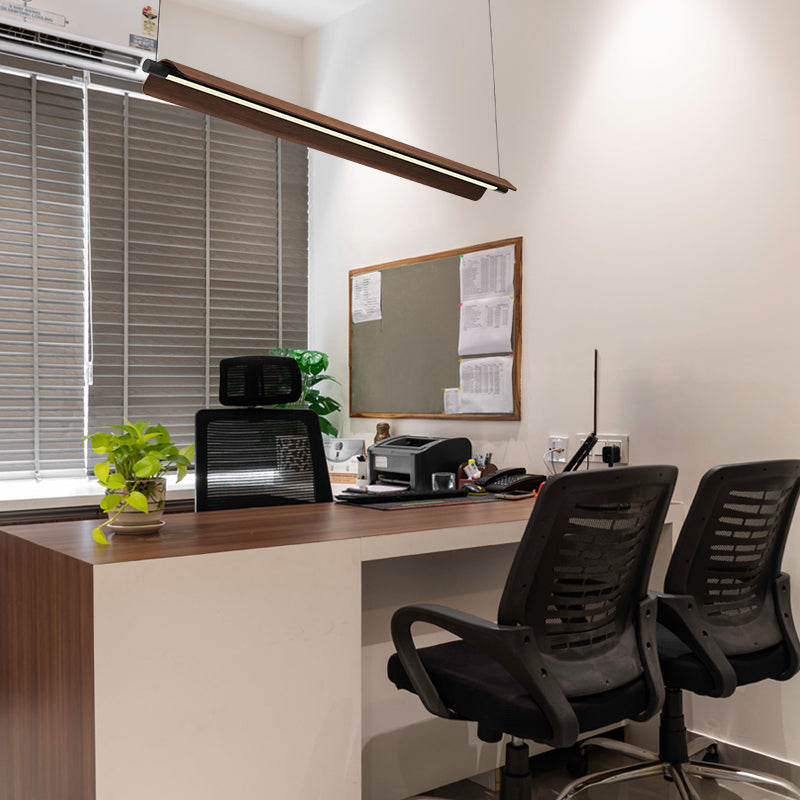 Woodra Linear LED Pendant - Black/Walnut product image