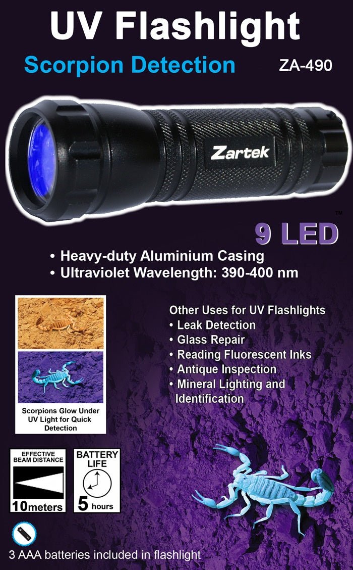 9-LED UV Flashlight - Detect Scorpions & Antiques - Shop Now