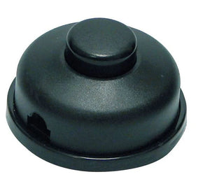 Black inline foot switch for easy lamp control, featuring a compact design and a rounded button.