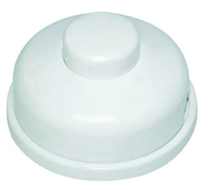 White inline foot switch for easy control of lamps and lighting, featuring a compact design.
