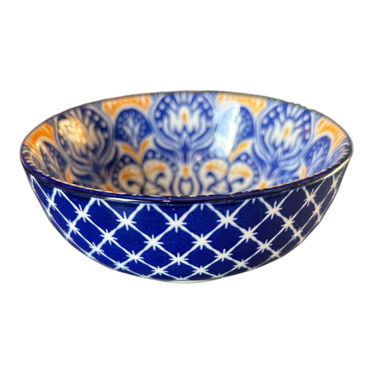 Blue Orange Mandala Ceramic Bowl