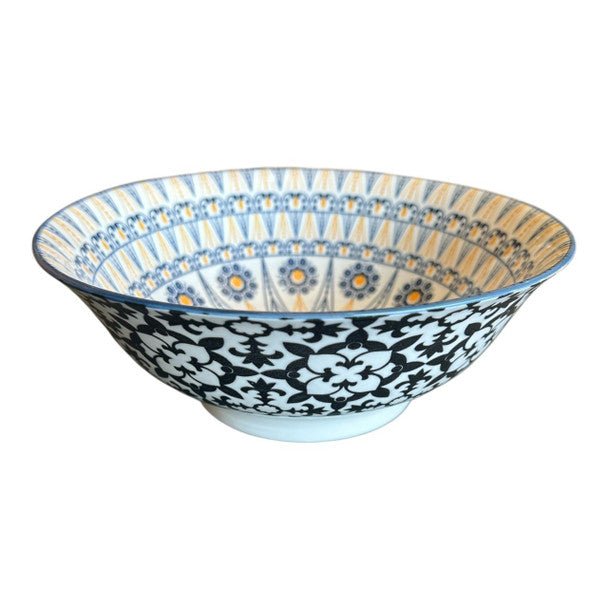 Orange Heart Blue Lines Ceramic Bowl