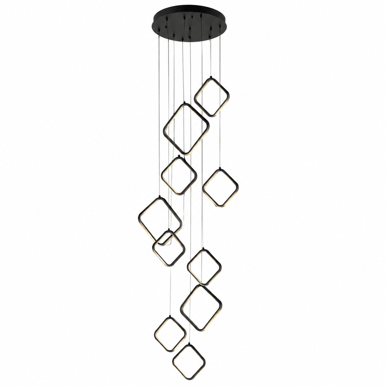 85W LED Double Volume Square Ringfall Pendant – Black