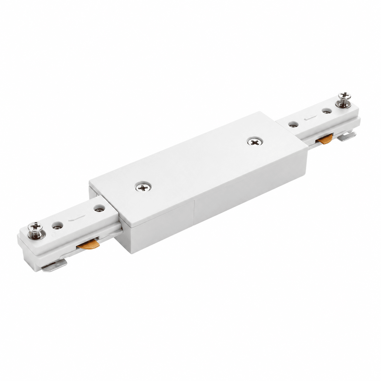 White 35W Bazuka 3-wire track connector for indoor lighting setups, featuring durable metal construction.