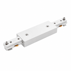White 35W Bazuka 3-wire track connector for indoor lighting setups, featuring durable metal construction.