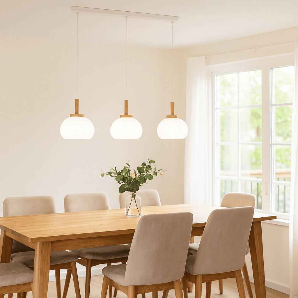 Summerhill 3 White & Brown Pendant Light