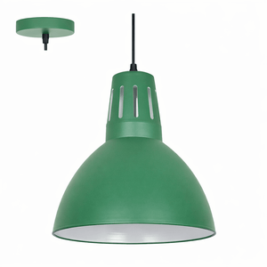 Green pendant light on a white background
