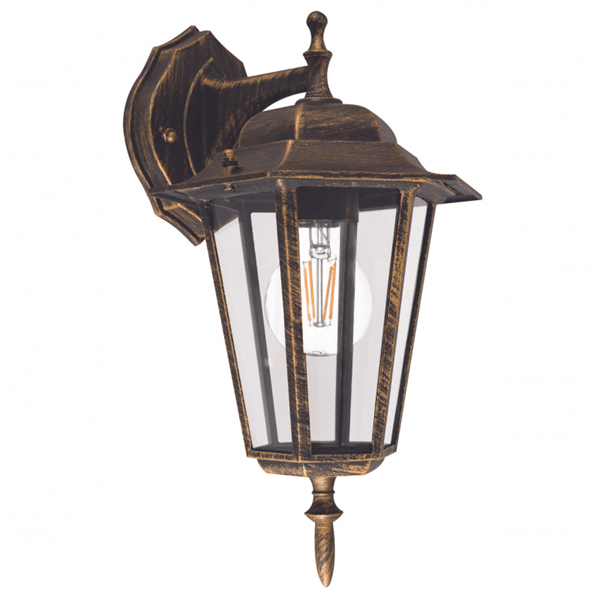 Black Gold Outdoor Wall Light IP44