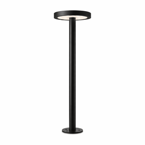 Black outdoor lamp post on a white background