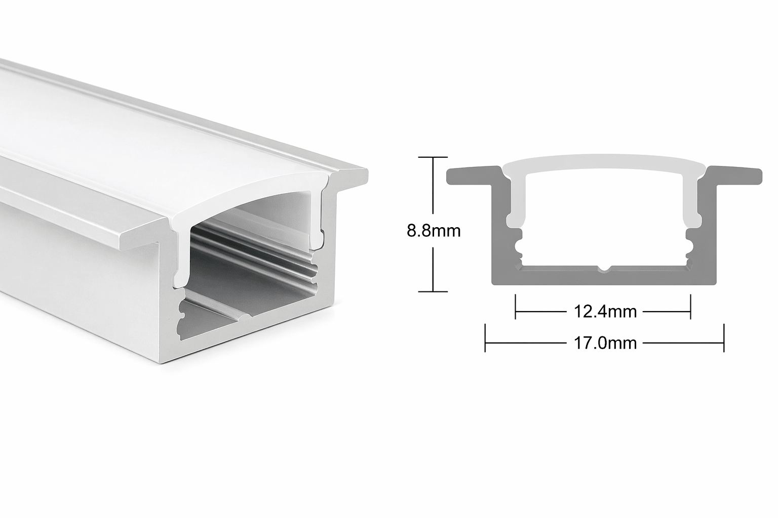 LED Extrusion with Frosted Cover - A4 Profile (2m Complete)