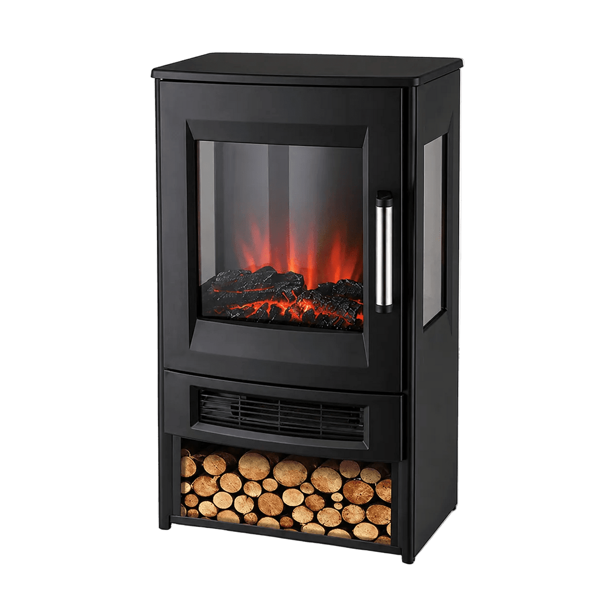 Freestanding Electric Fireplace Heater - 1800W (Black, Smart Control)