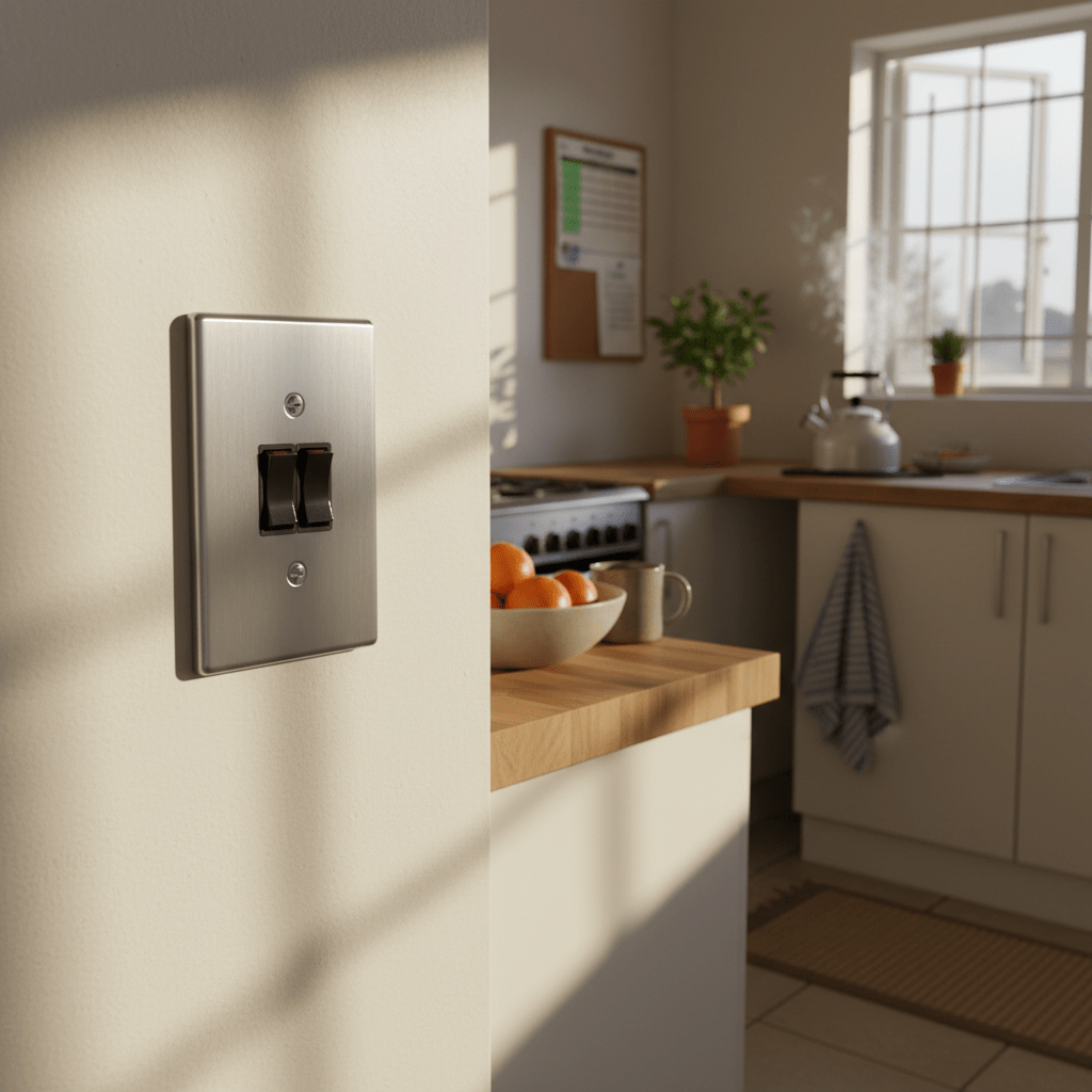 Metallic double switch on a white background