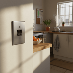 Metallic double switch on a white background