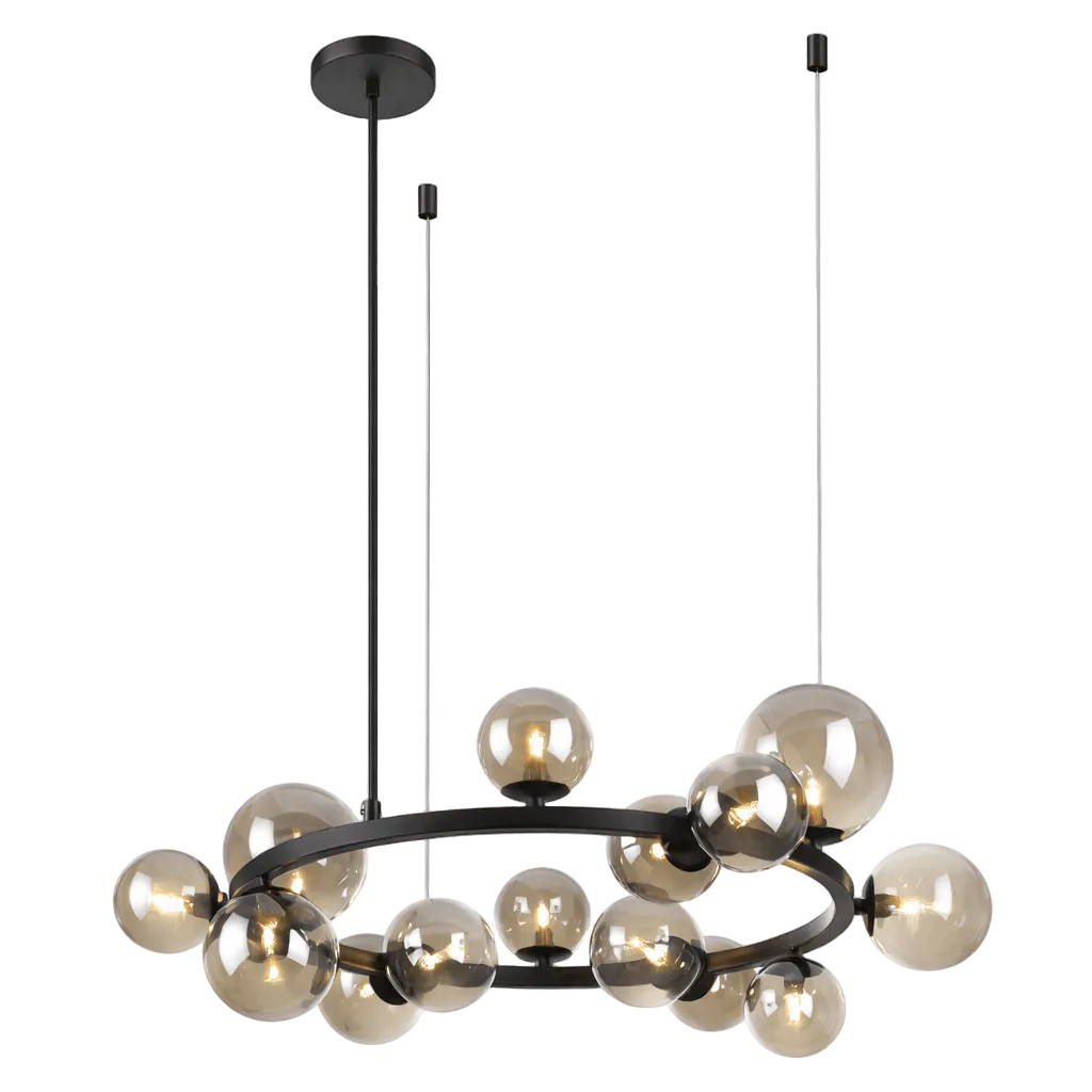 Nebula Metal Pendant with Smoke Colour Glass