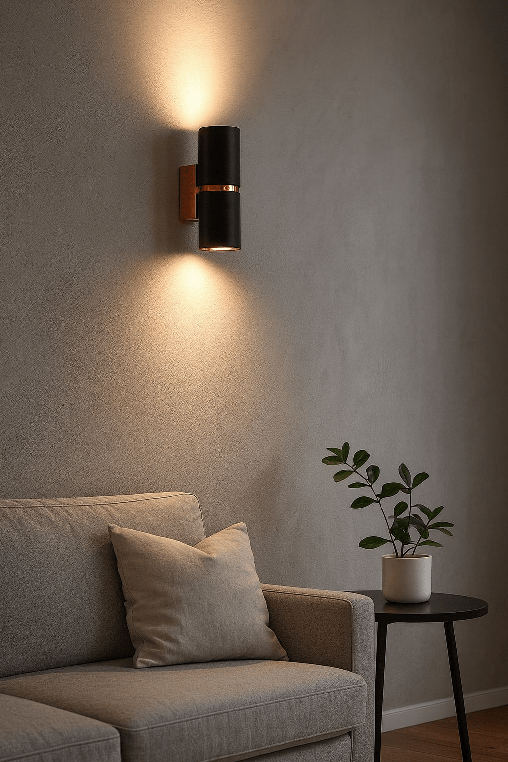 Passa Round Up Down Wall Light Brown & Copper