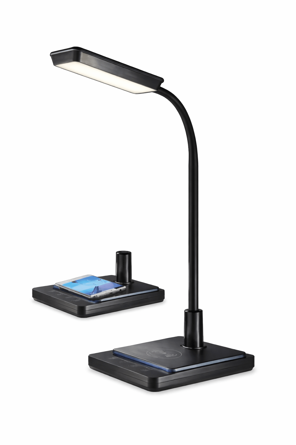 LED Desk Lamp - 8W, Colour Adjustable / Goose Neck / Dimmable / Wireless Charger - White