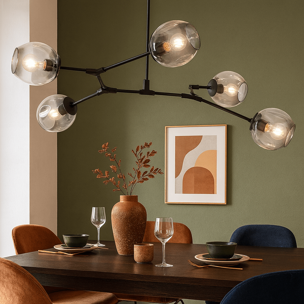 Ratanda 5 Light Black Pendant