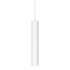 Bells Medium Pendant light in white with a cylindrical aluminium body and acrylic diffuser, suspended from a ceiling.