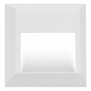 LED foot light with a sleek white design, providing a soft glow for stairways and hallways.