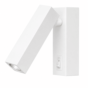 Kolo Square Bedside Reading Light in white, featuring a sleek design and a simple on/off switch.