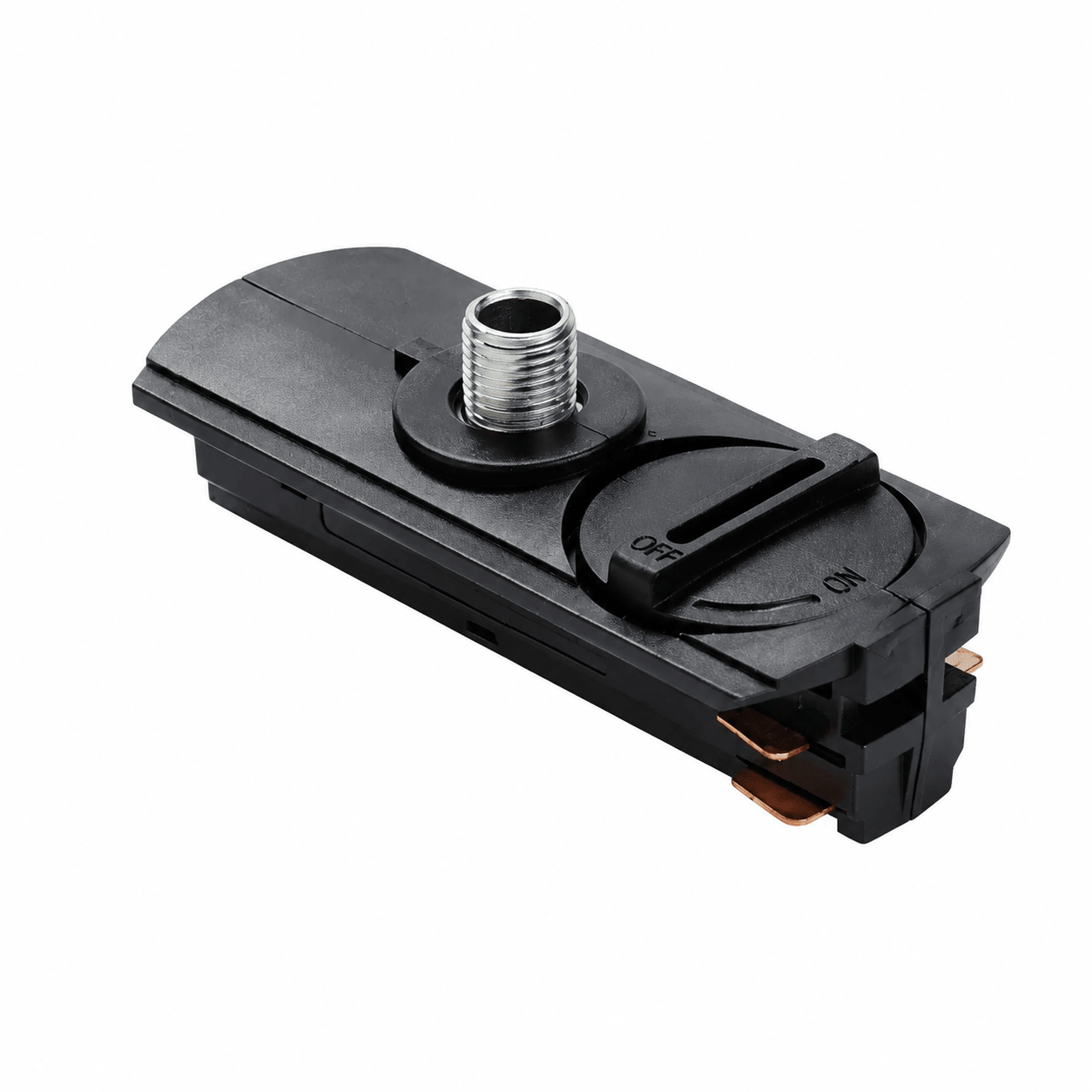 BAZUKA 3-Wire Pendant Track Adaptor in black, showcasing its durable design and connection features.
