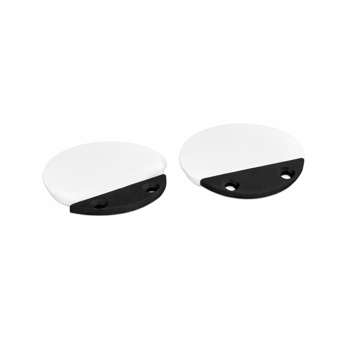 Set of two Ulisse Mini End Caps in black and white, designed for LED profile installations.