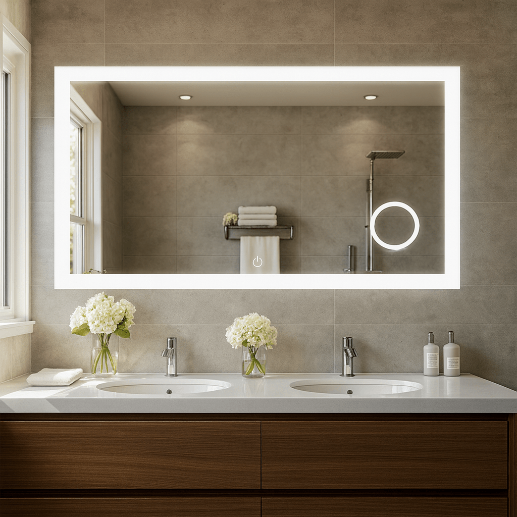 Rectangular LED Mirror with On / Off Mirror Touch Switch