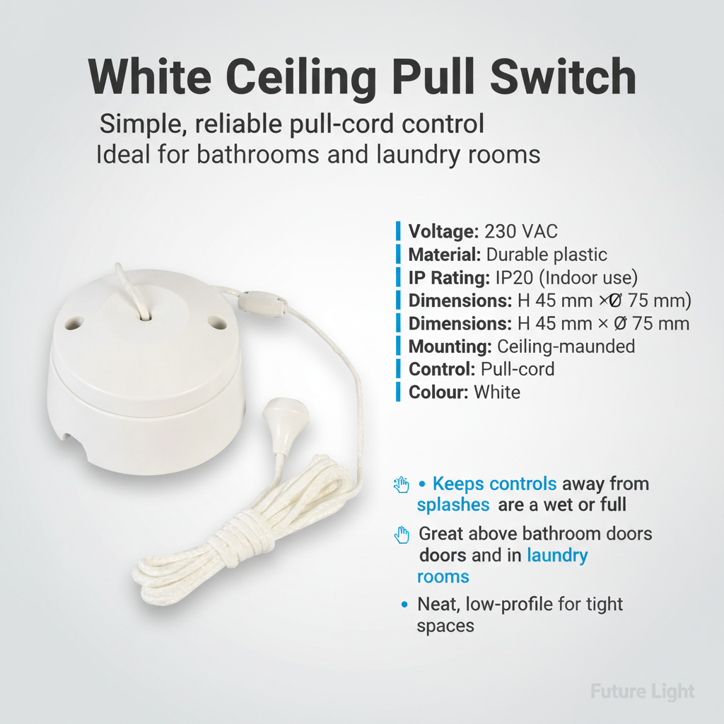 White Ceiling Pull Switch