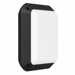 Anna Black Coastal Outdoor Wall Light featuring a sleek black design with a white polycarbonate cover.
