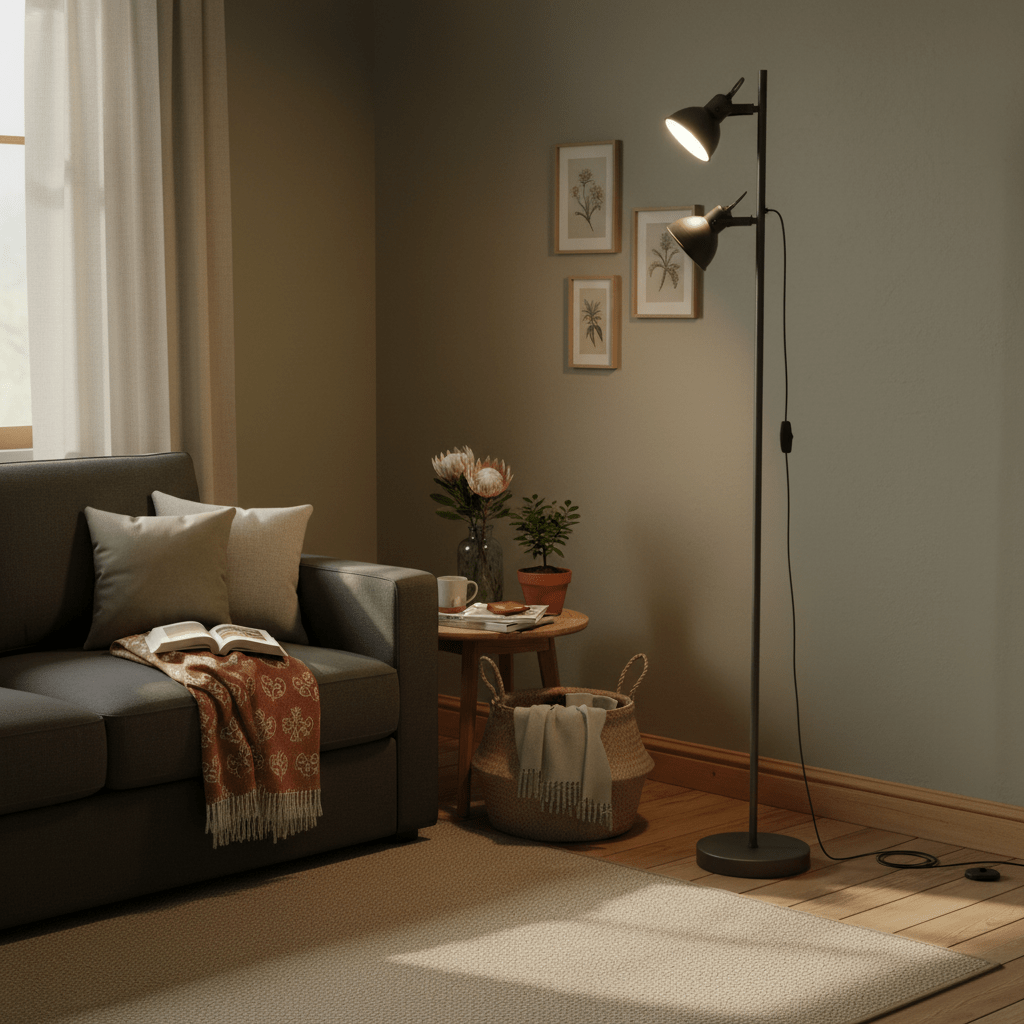 Matt Antique Silver Floor Lamp 2-Light