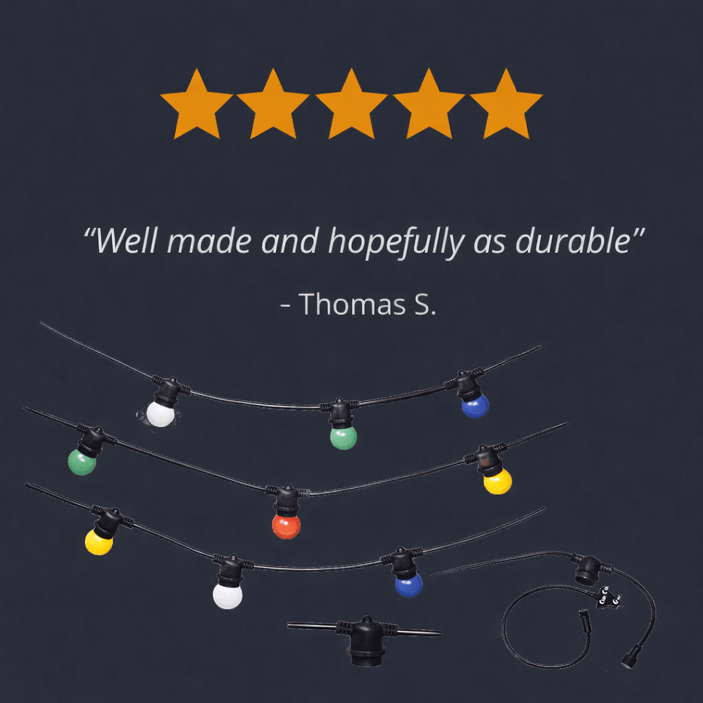 5 Meter Connectable Festoon Light Cable - Colour Bulbs