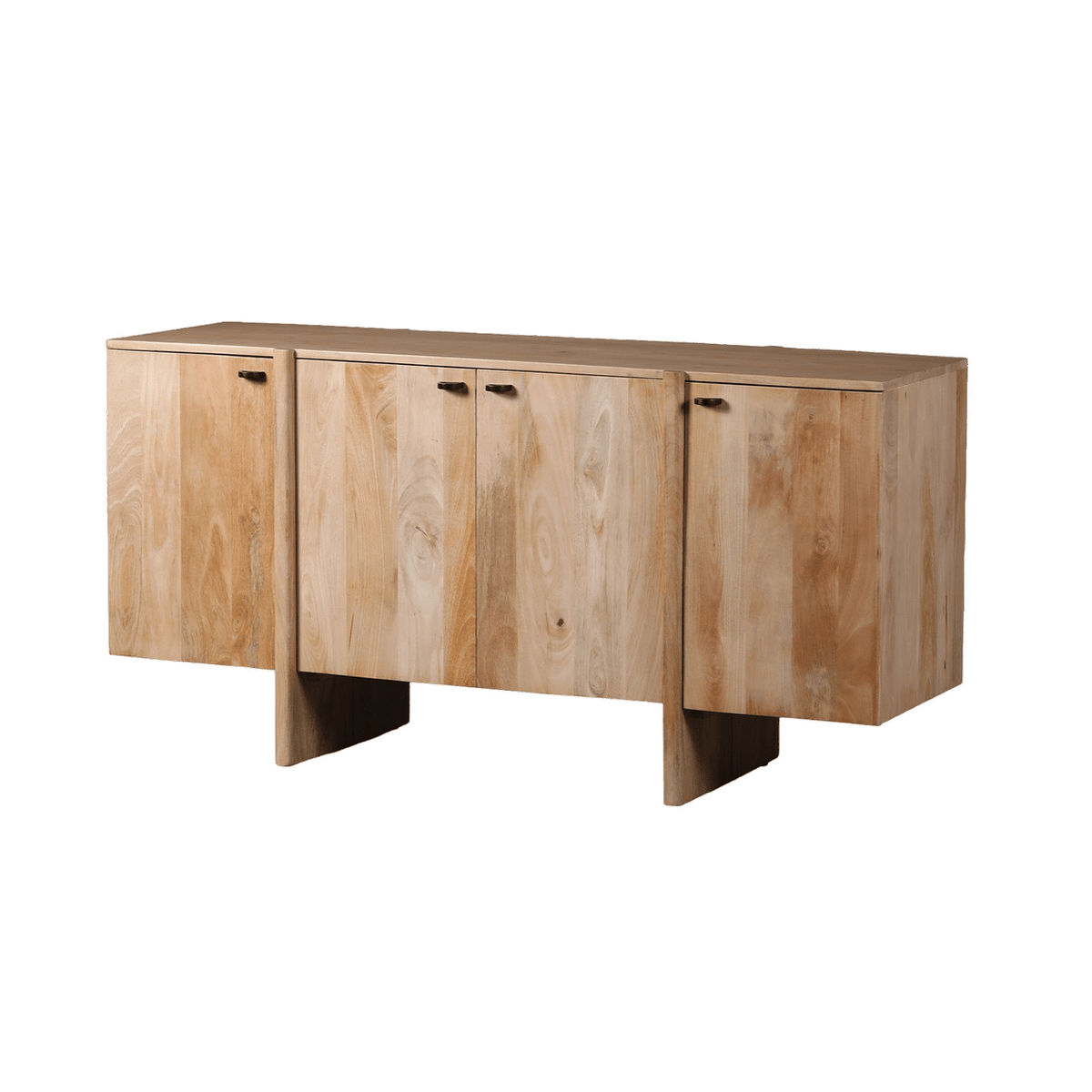 Acacia wood sideboard on a transparent background