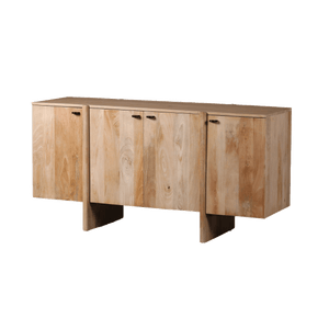Acacia wood sideboard on a transparent background