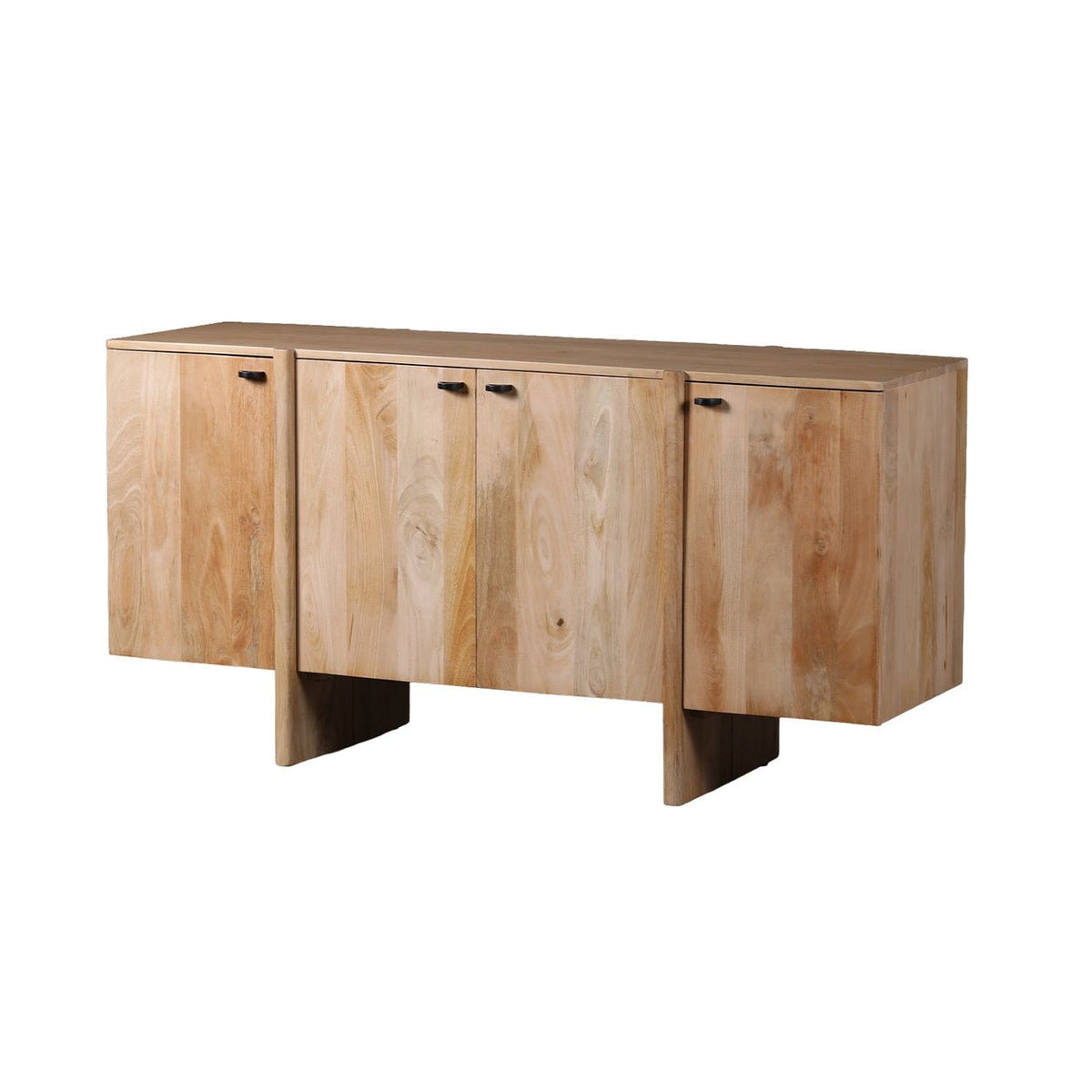 Acacia wood sideboard on a white background