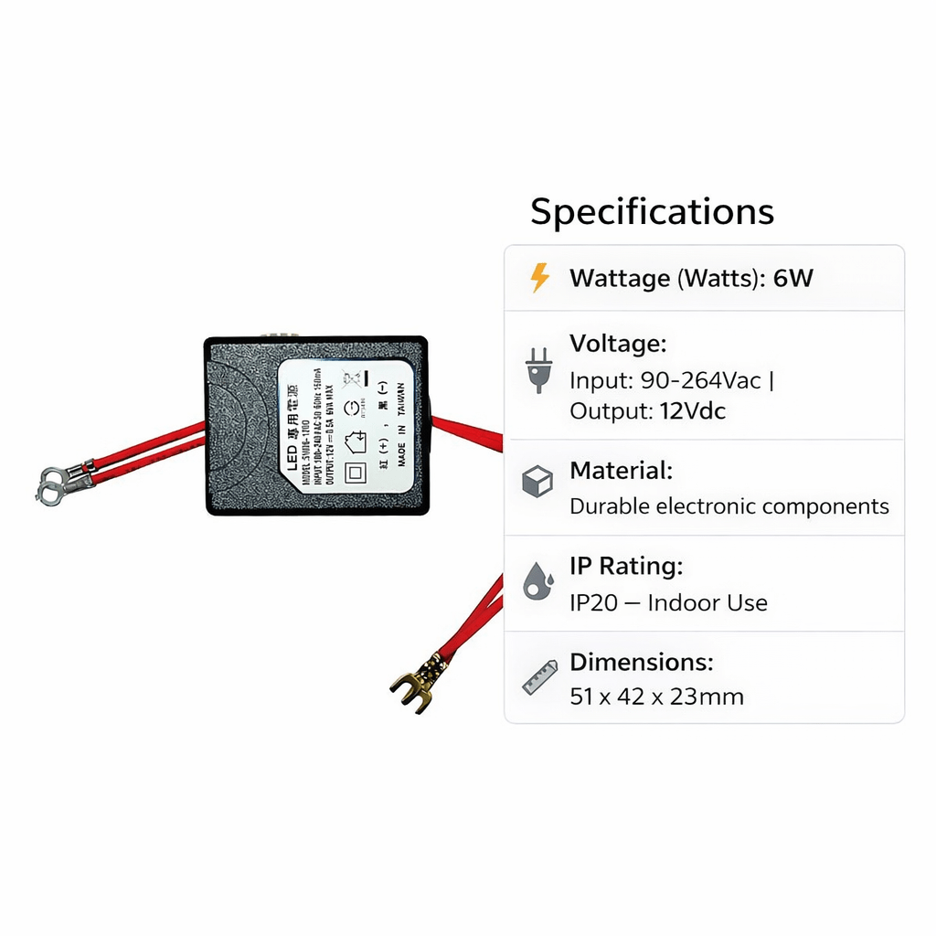 LED Power Supply - 12Vdc 6W