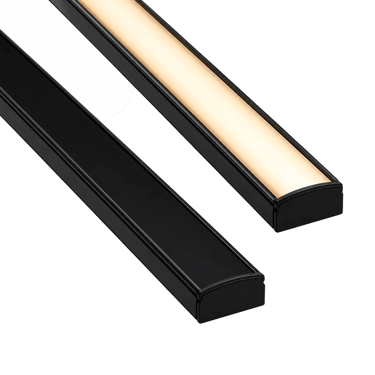 LED Extrusion with Frosted Cover - Black A6 Profile (2m Complete)