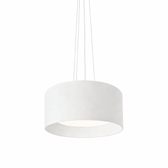White fabric pendant light on a white background